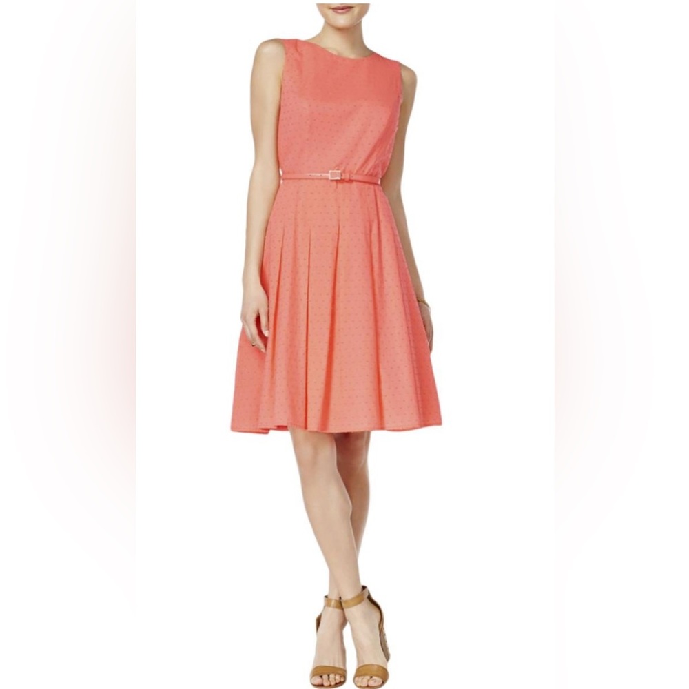Elegant Tommy Hilfiger Coral Sleeveless Fit and Flare Dress